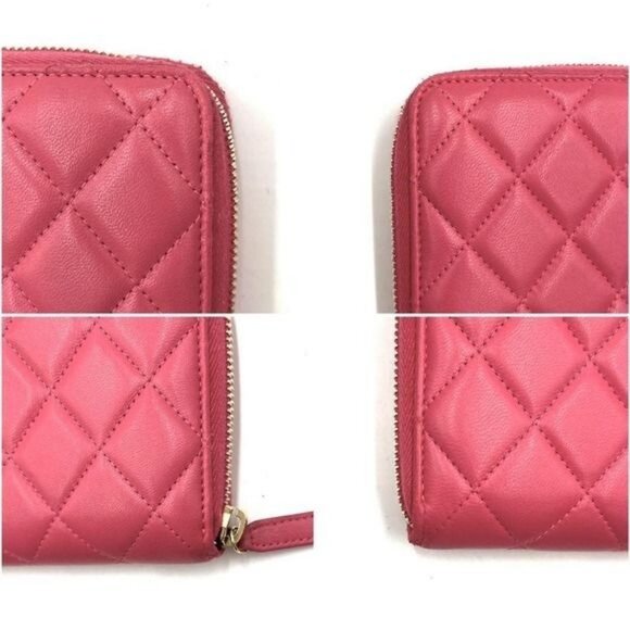 🎀 RARE 🎀 Authentic CHANEL Pink Lucky Lambskin Rhinestone Matelasse Long Wallet - Picture 6 of 10